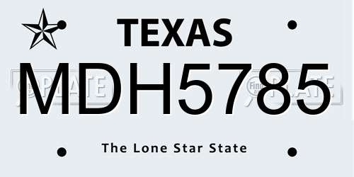 MDH5785 Texas License Plate