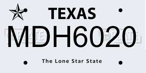 MDH6020 Texas License Plate