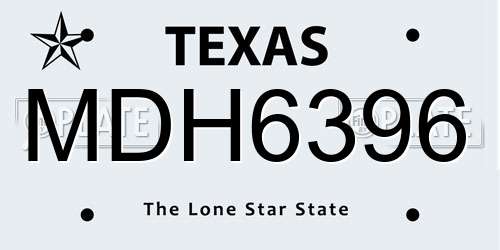 MDH6396 Texas License Plate