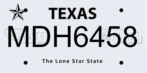 MDH6458 Texas License Plate