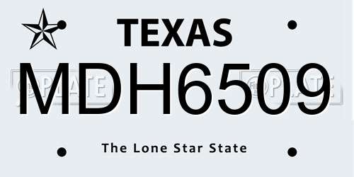 MDH6509 Texas License Plate