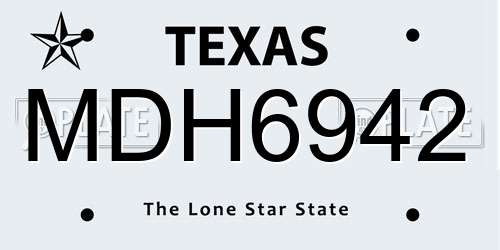 MDH6942 Texas License Plate
