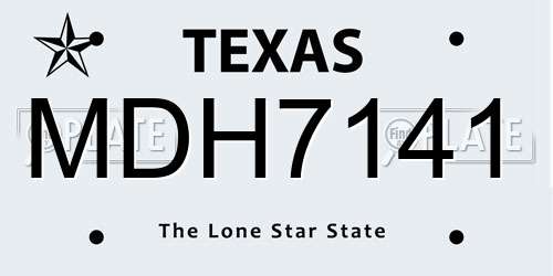 MDH7141 Texas License Plate