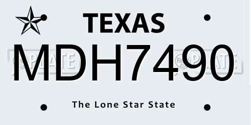 MDH7490 Texas License Plate
