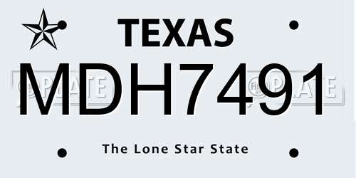 MDH7491 Texas License Plate