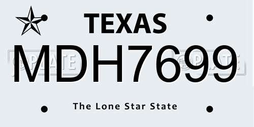 MDH7699 Texas License Plate