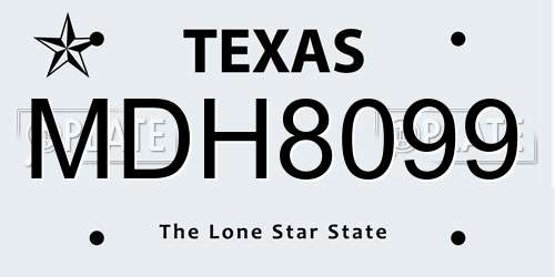 MDH8099 Texas License Plate