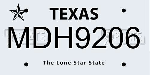 MDH9206 Texas License Plate