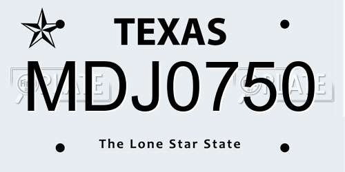 MDJ0750 Texas License Plate