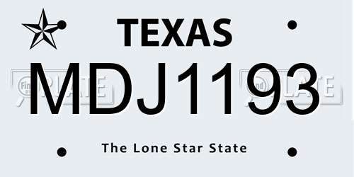MDJ1193 Texas License Plate