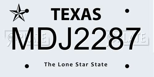 MDJ2287 Texas License Plate