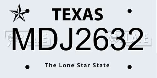 MDJ2632 Texas License Plate