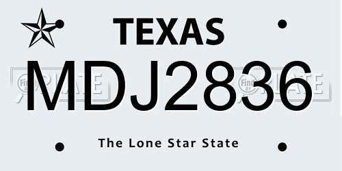 MDJ2836 Texas License Plate