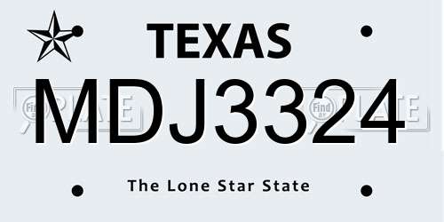 MDJ3324 Texas License Plate