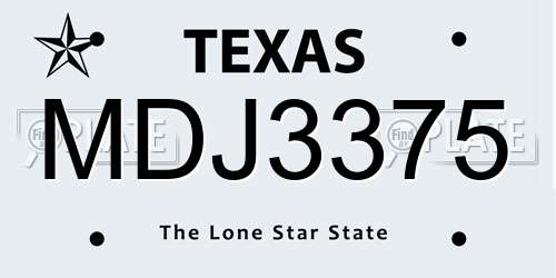 MDJ3375 Texas License Plate