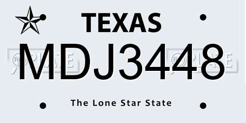 MDJ3448 Texas License Plate