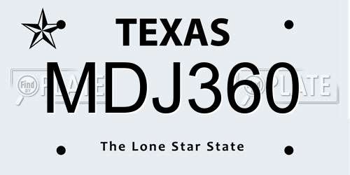 MDJ360 Texas License Plate