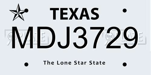 MDJ3729 Texas License Plate