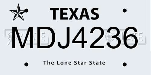 MDJ4236 Texas License Plate