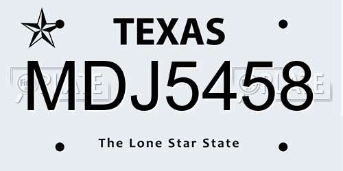 MDJ5458 Texas License Plate