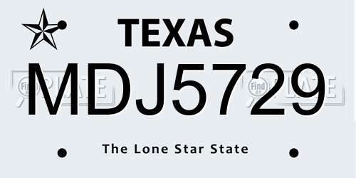 MDJ5729 Texas License Plate