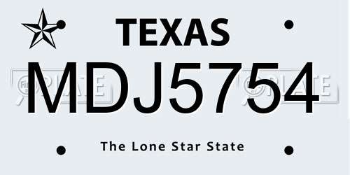 MDJ5754 Texas License Plate