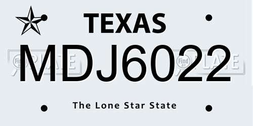 MDJ6022 Texas License Plate