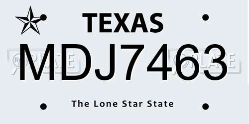 MDJ7463 Texas License Plate