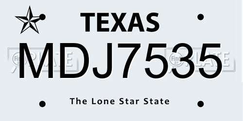 MDJ7535 Texas License Plate