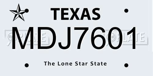 MDJ7601 Texas License Plate