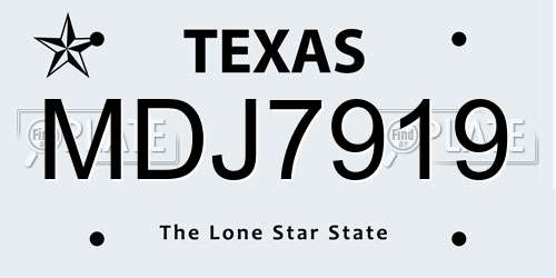 MDJ7919 Texas License Plate