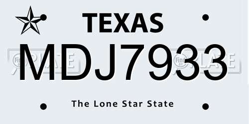 MDJ7933 Texas License Plate