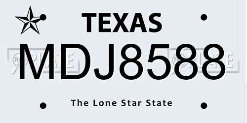 MDJ8588 Texas License Plate