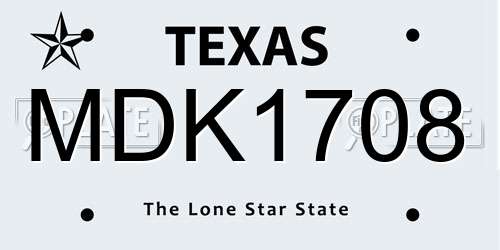 MDK1708 Texas License Plate
