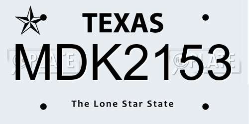 MDK2153 Texas License Plate