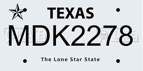 MDK2278 Texas License Plate