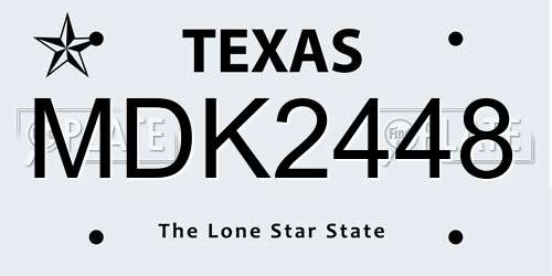 MDK2448 Texas License Plate