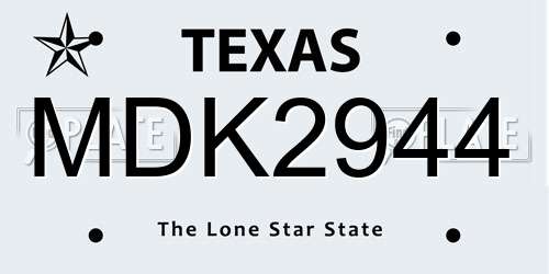 MDK2944 Texas License Plate