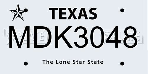 MDK3048 Texas License Plate