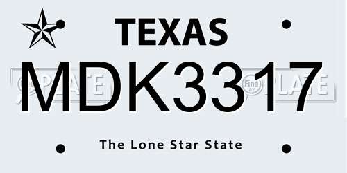 MDK3317 Texas License Plate