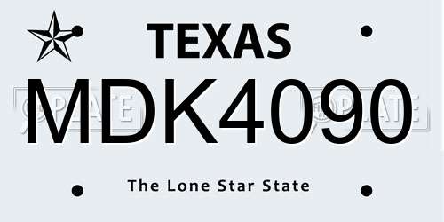 MDK4090 Texas License Plate