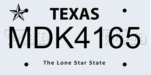 MDK4165 Texas License Plate