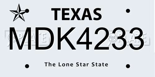 MDK4233 Texas License Plate