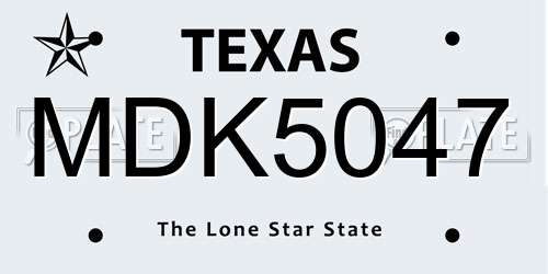 MDK5047 Texas License Plate