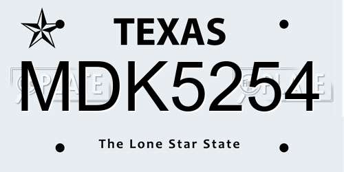 MDK5254 Texas License Plate