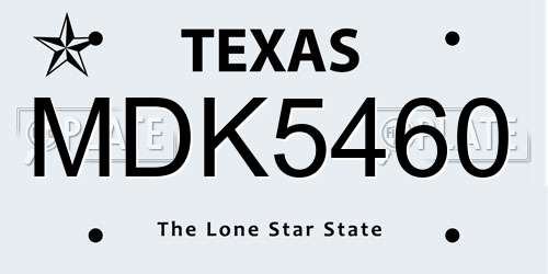 MDK5460 Texas License Plate