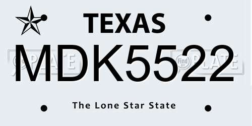 MDK5522 Texas License Plate