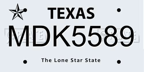 MDK5589 Texas License Plate