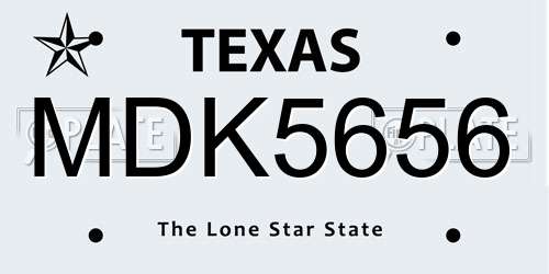 MDK5656 Texas License Plate