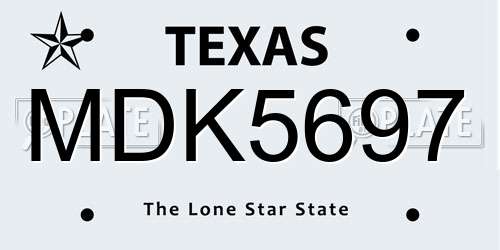 MDK5697 Texas License Plate